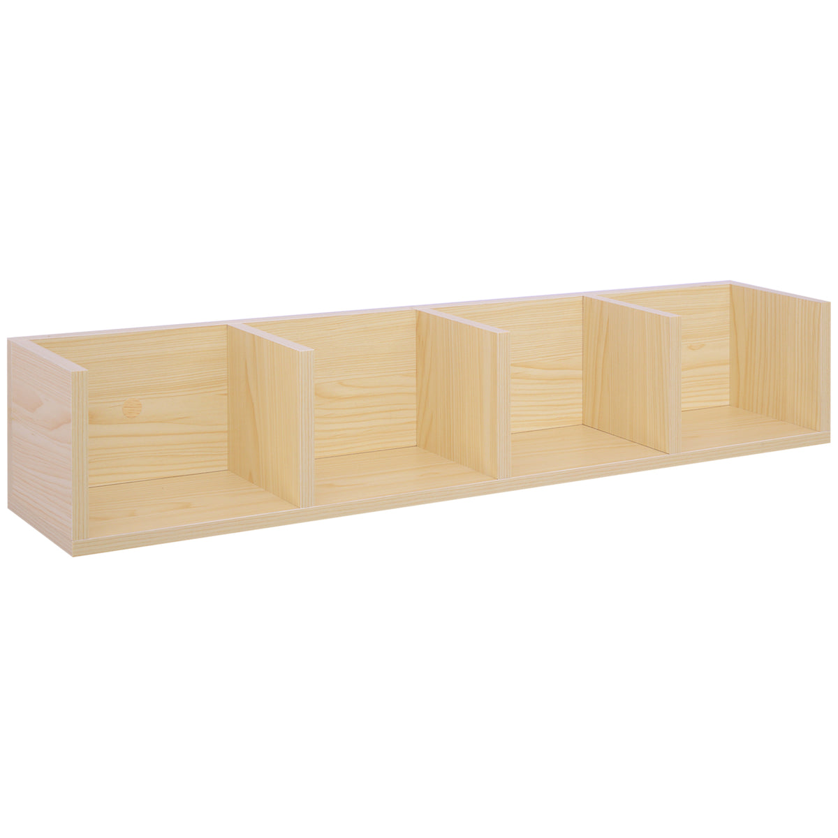 Photo of HOMCOM Wall Mount 84 CD / 56 DVD/Blu-ray/ Media Storage Rack 4 Cubes Wooden Shelf Organizer Unit Bookcase Display, Natural in Natural colour on a white background