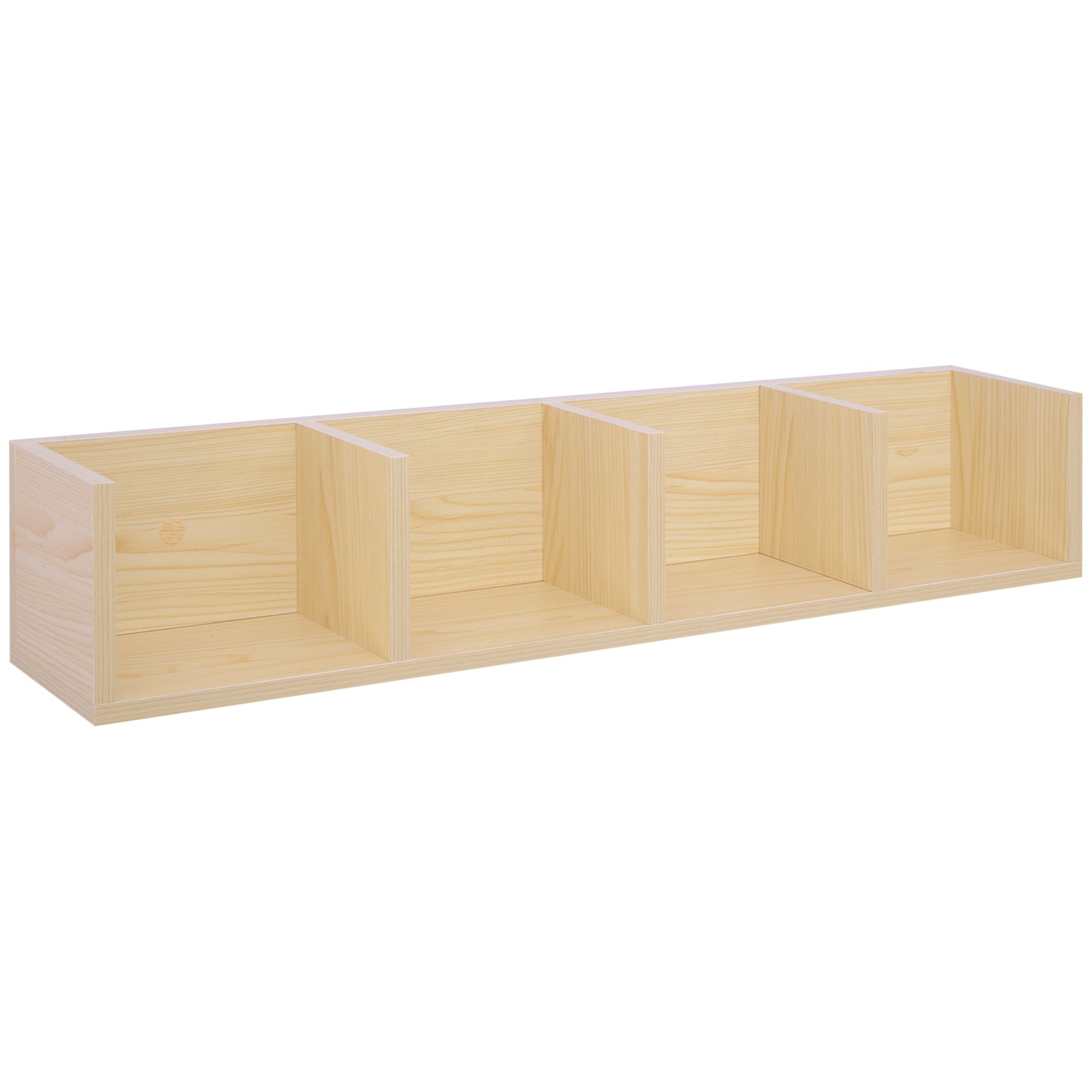 Photo of HOMCOM Wall Mount 84 CD / 56 DVD/Blu-ray/ Media Storage Rack 4 Cubes Wooden Shelf Organizer Unit Bookcase Display, Natural in Natural colour on a white background