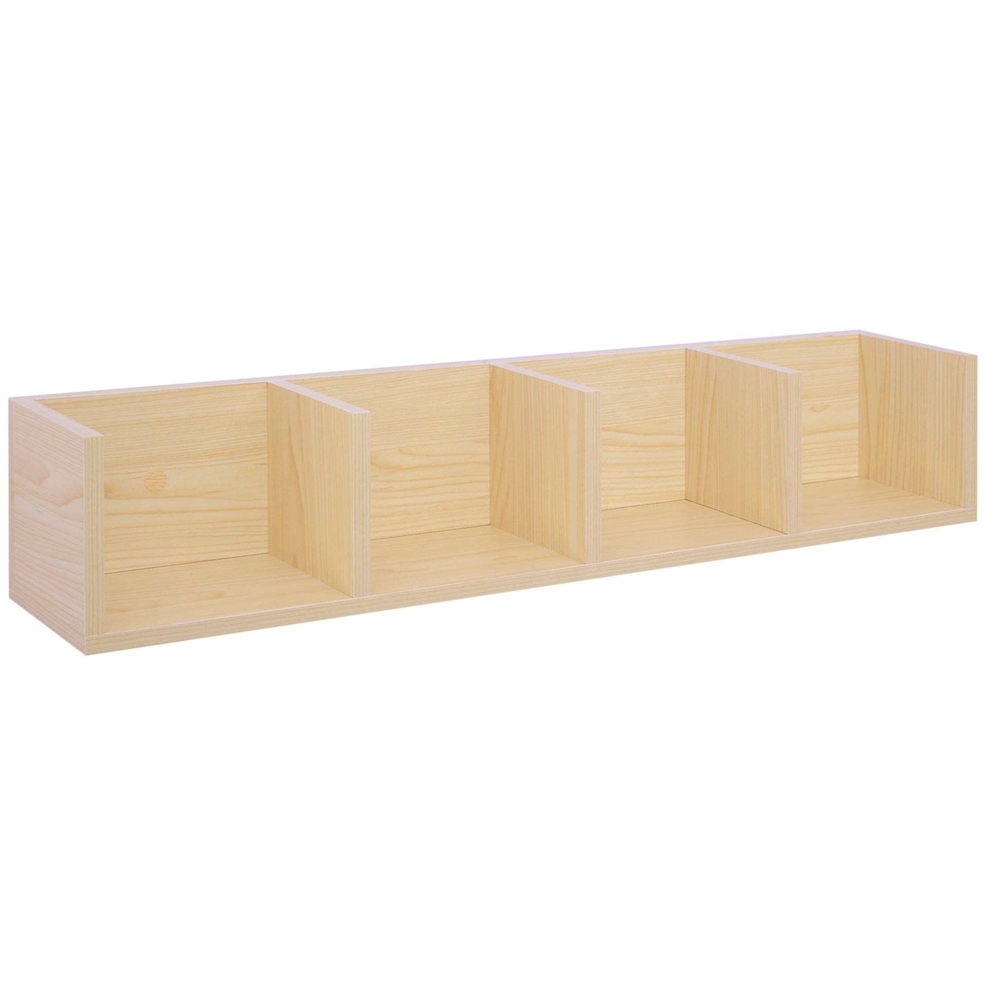 Photo of HOMCOM Wall Mount 84 CD / 56 DVD/Blu-ray/ Media Storage Rack 4 Cubes Wooden Shelf Organizer Unit Bookcase Display, Natural in Natural colour on a white background