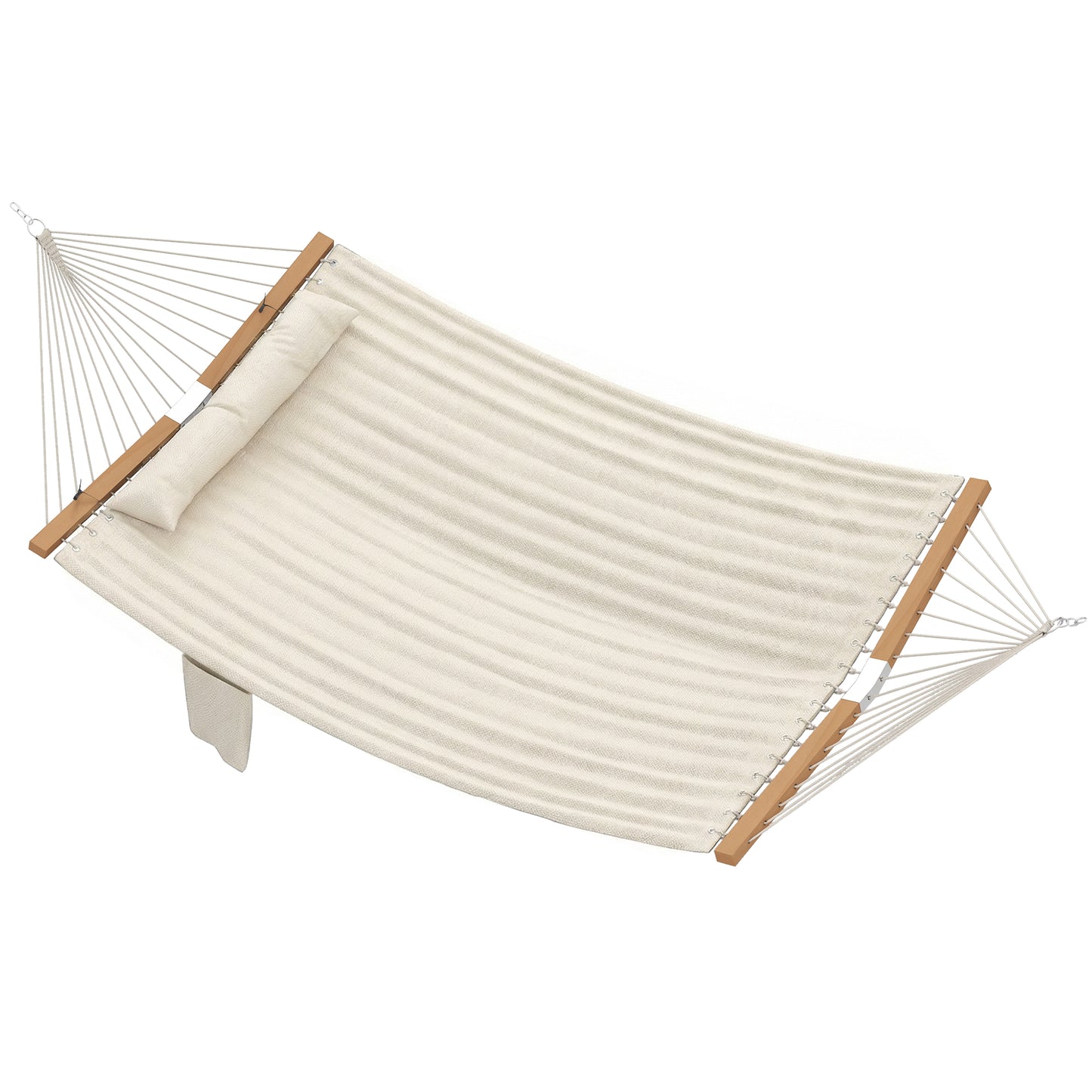 Photo of Outsunny Double Hammock 2 Person Swing Bed with Spreader Bars, Pillows, Pad, 200 x 140cm, Cream White in White colour on a white background