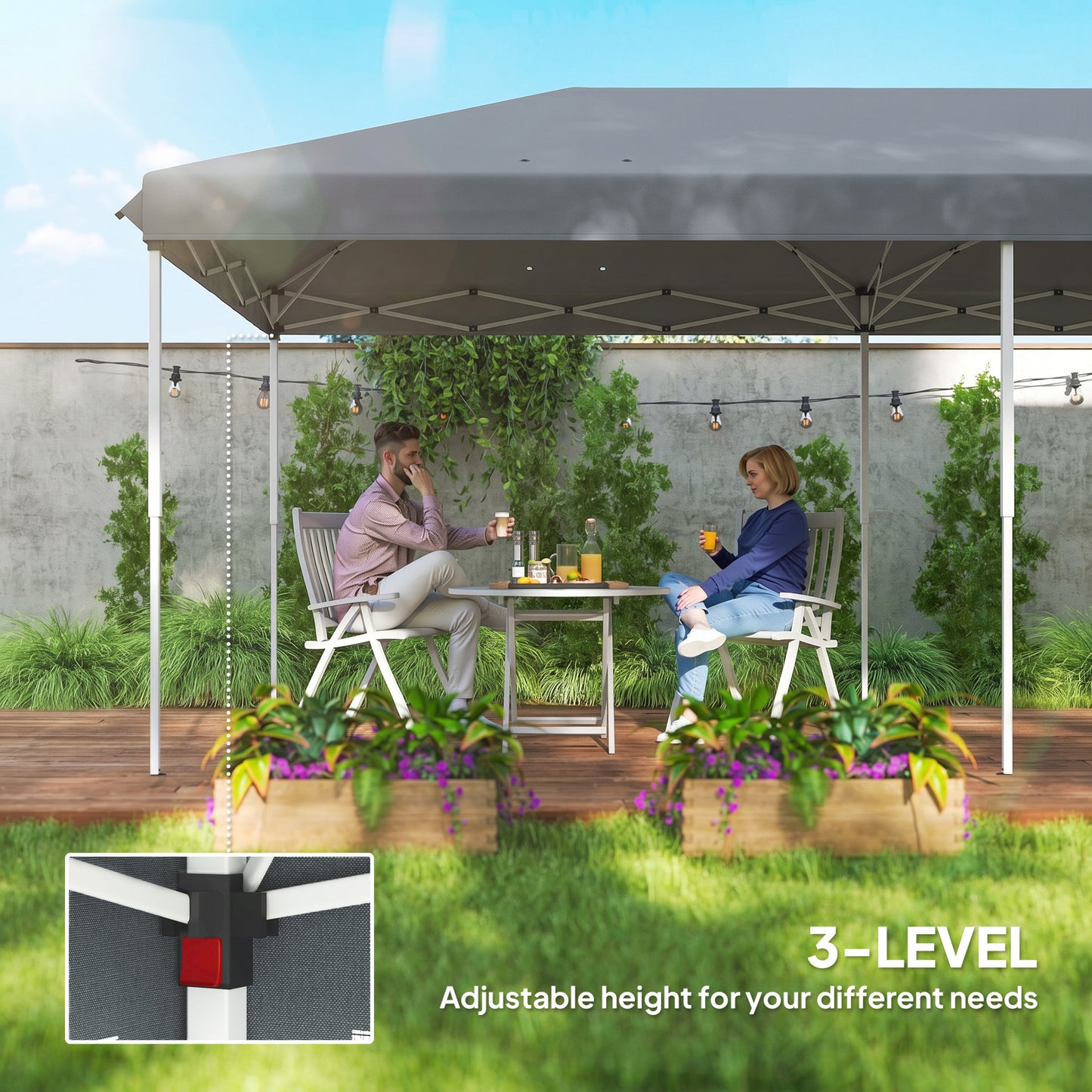 Outsunny 3 x 6m Pop Up Gazebo, Outdoor Canopy Shelter, Marquee Party Wedding Tent with 6 Mesh Walls and Carry Bag, Grey