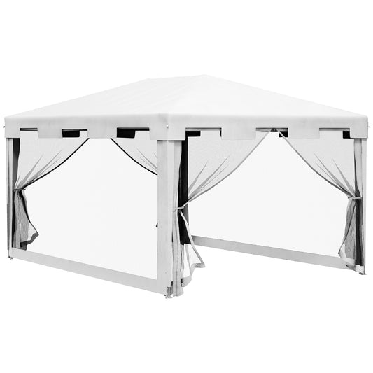 Photo of Outsunny 4 x 3 m Party Tent Wedding Gazebo Outdoor Waterproof PE Canopy Shade with Panel in Panel colour on a white background