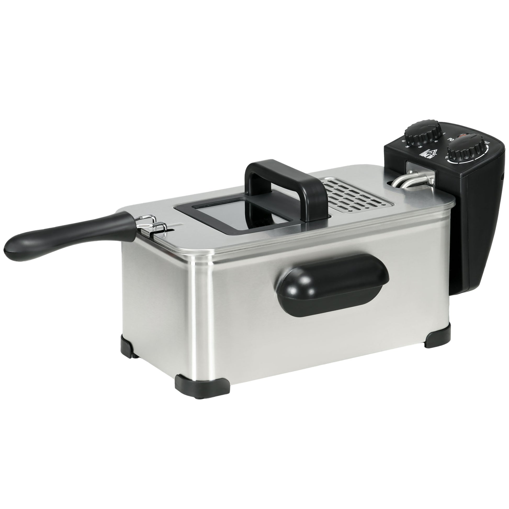 Photo of HOMCOM 3 Litre Stainless Steel Deep Fat Fryer with Adjustable Temp, 60min Timer, Viewing Window and Safety Cut Out, 2000W in 2000W colour on a white background
