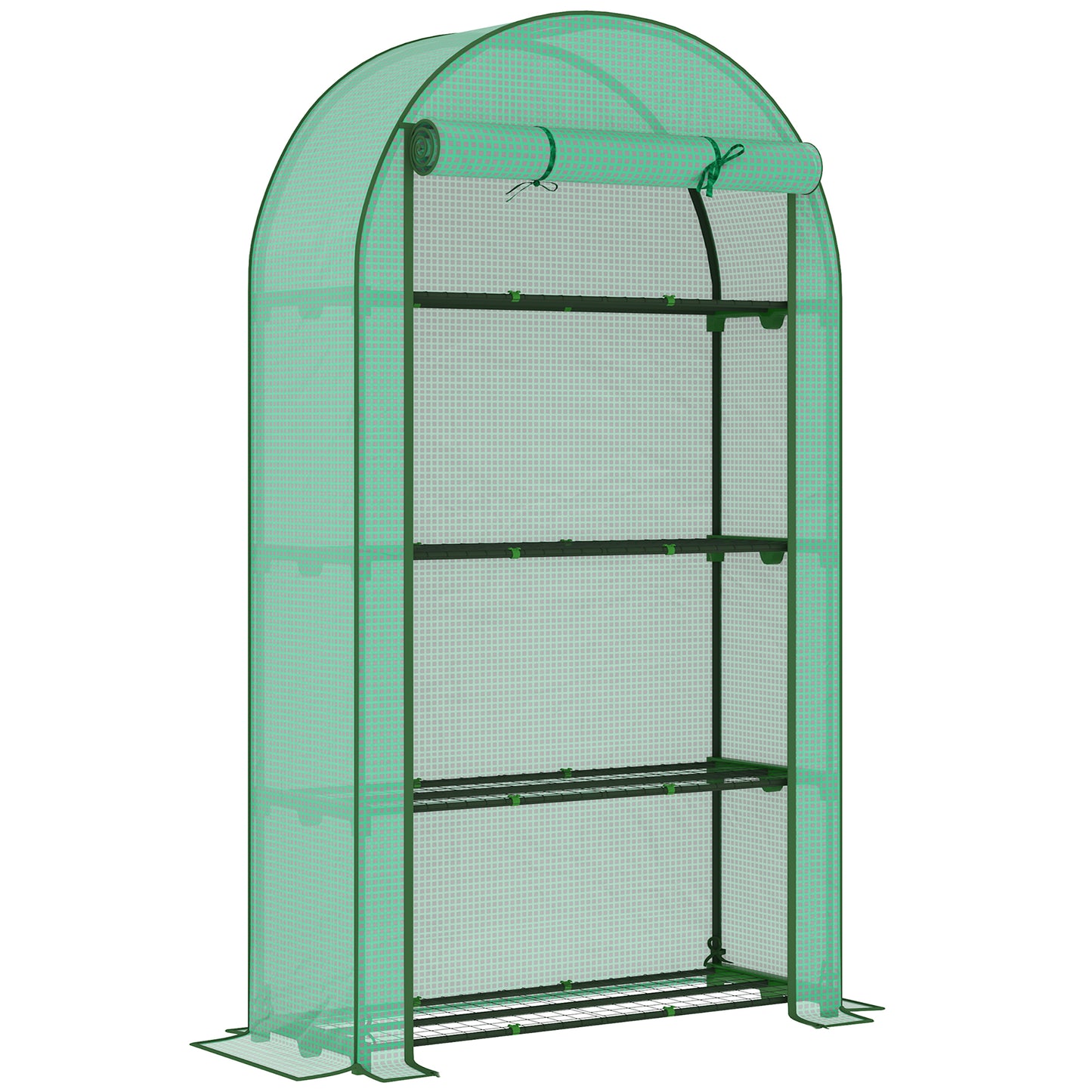 Photo of Outsunny Four Shelf Mini Greenhouse - Green in Green colour on a white background