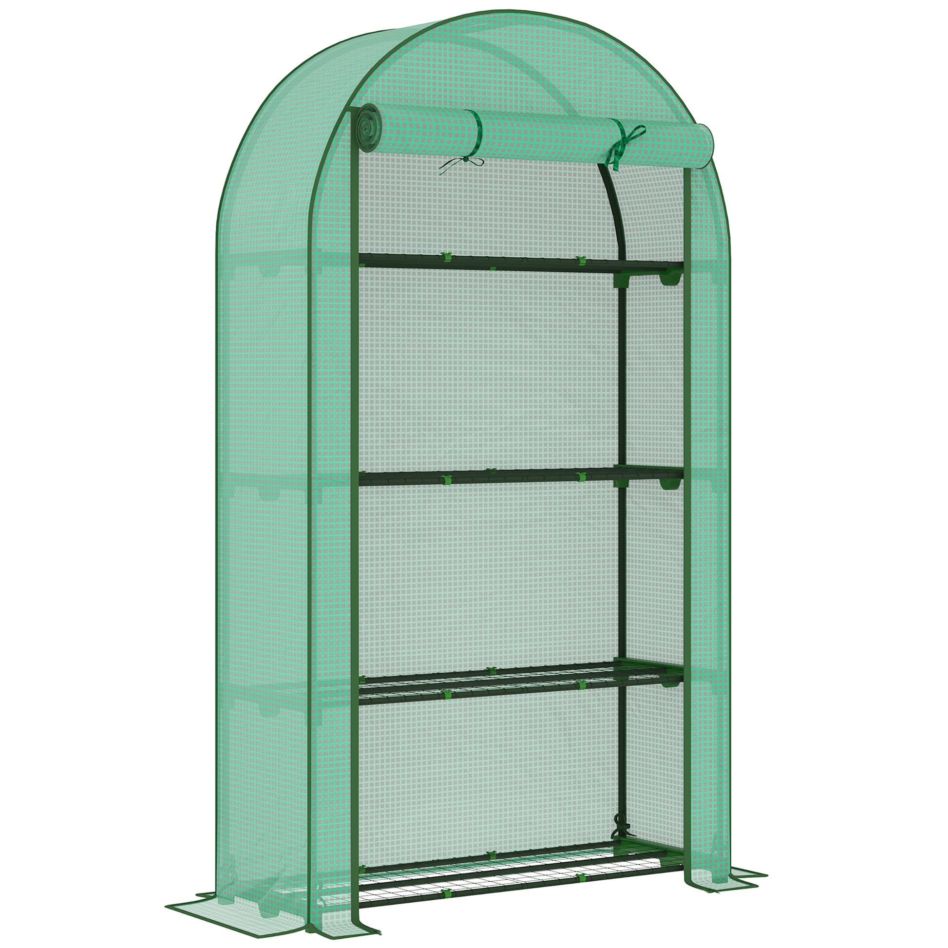 Photo of Outsunny Four Shelf Mini Greenhouse - Green in Green colour on a white background