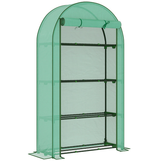 Photo of Outsunny Four Shelf Mini Greenhouse - Green in Green colour on a white background