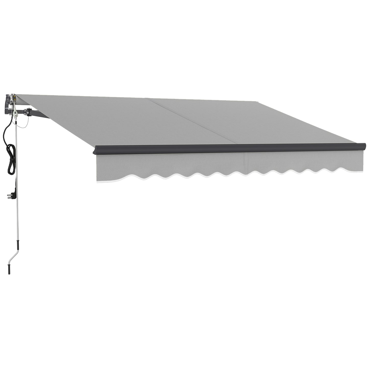 Photo of Outsunny 3 x 2.5m Electric Awning with Remote Controller, Aluminium Frame DIY Retractable Awning, UV30+ Sun Shade Canopy for Garden Patio Deck Door Window, Light Grey in Grey colour on a white background