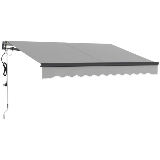 Photo of Outsunny 3 x 2.5m Electric Awning with Remote Controller, Aluminium Frame DIY Retractable Awning, UV30+ Sun Shade Canopy for Garden Patio Deck Door Window, Light Grey in Grey colour on a white background