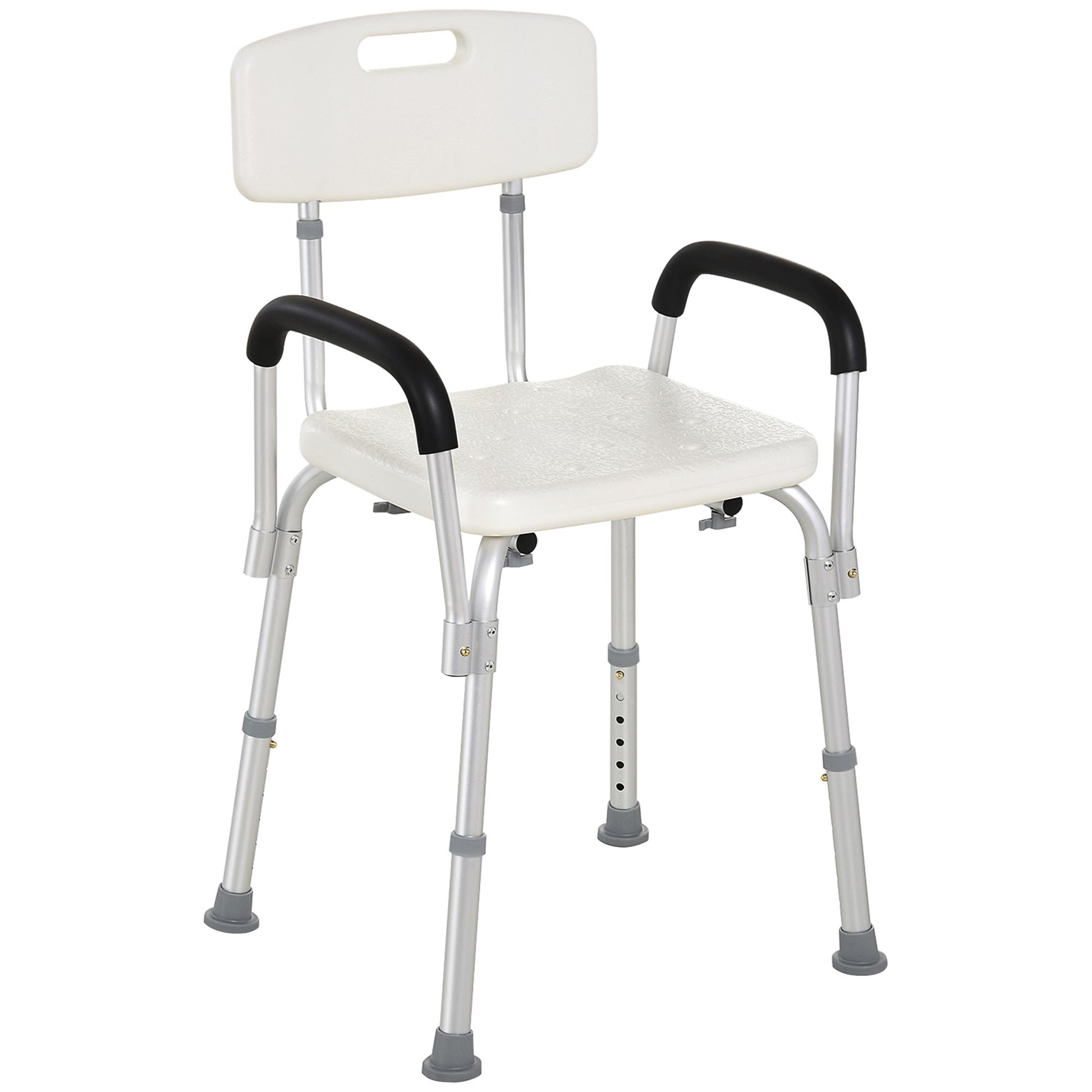 Photo of HOMCOM Shower Chair with Arms and Back, Height Adjustable Bath Bench, Non-Slip Shower Stool for Inside Tub, Aluminum Bathroom Bench for Elderly, Senior, Disabled, Handicap, White in White colour on a white background