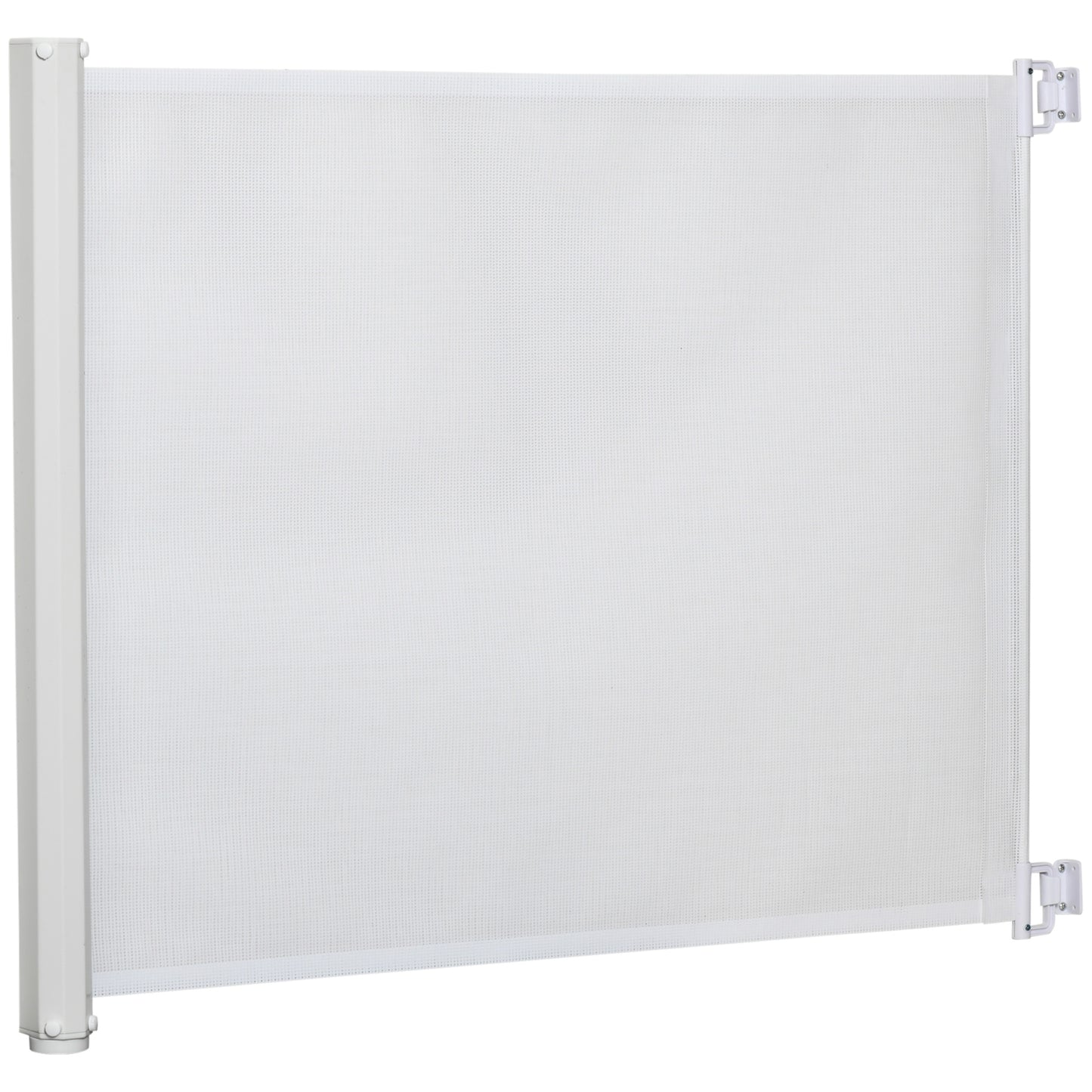 Photo of PawHut Retractable Stair Gate,  Dog Pet Barrier, for Doorway, Staircase, Hallway - White in White colour on a white background