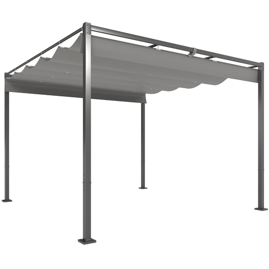 Photo of Outsunny 3 x 3m Retractable Roof Metal Pergola - Grey in Grey colour on a white background