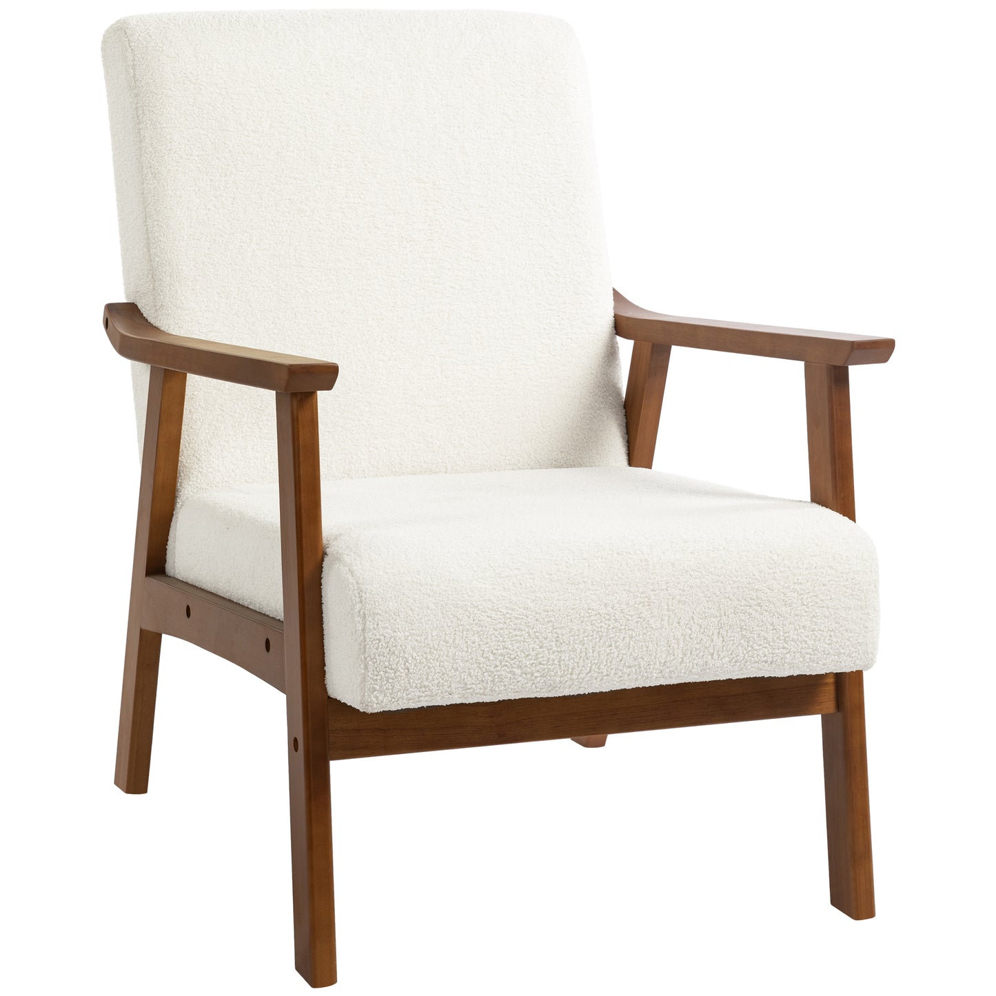 Photo of HOMCOM Boucle Seat Mid Century Accent Chair - White in White colour on a white background