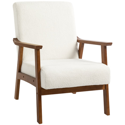 Photo of HOMCOM Boucle Seat Mid Century Accent Chair - White in White colour on a white background