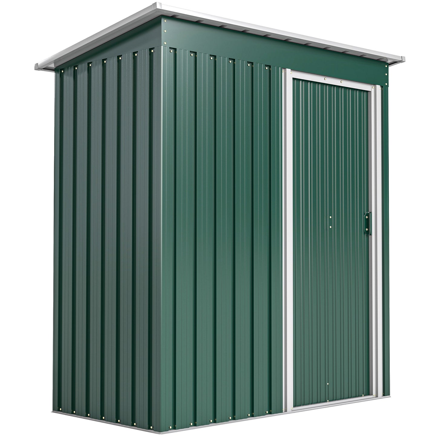 Photo of Outsunny 5 x 3ft Garden Storage Shed with Sliding Door and Sloped Roof Outdoor Equipment Tool, Green in Green colour on a white background