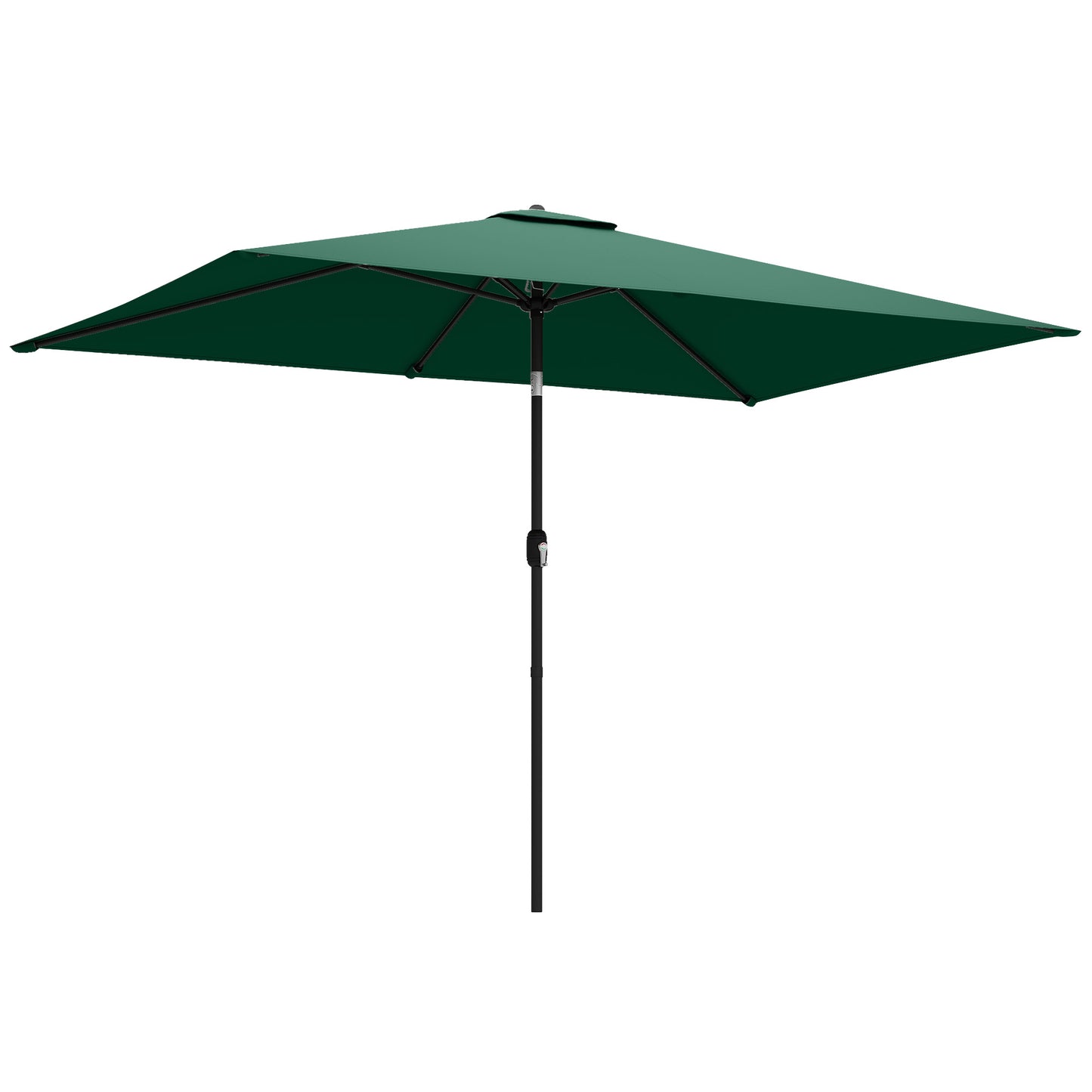 Photo of Outsunny Garden Parasol, Parasol Umbrella with Crank Handle, Tilt Function, Polyester Canopy, Green in Green colour on a white background