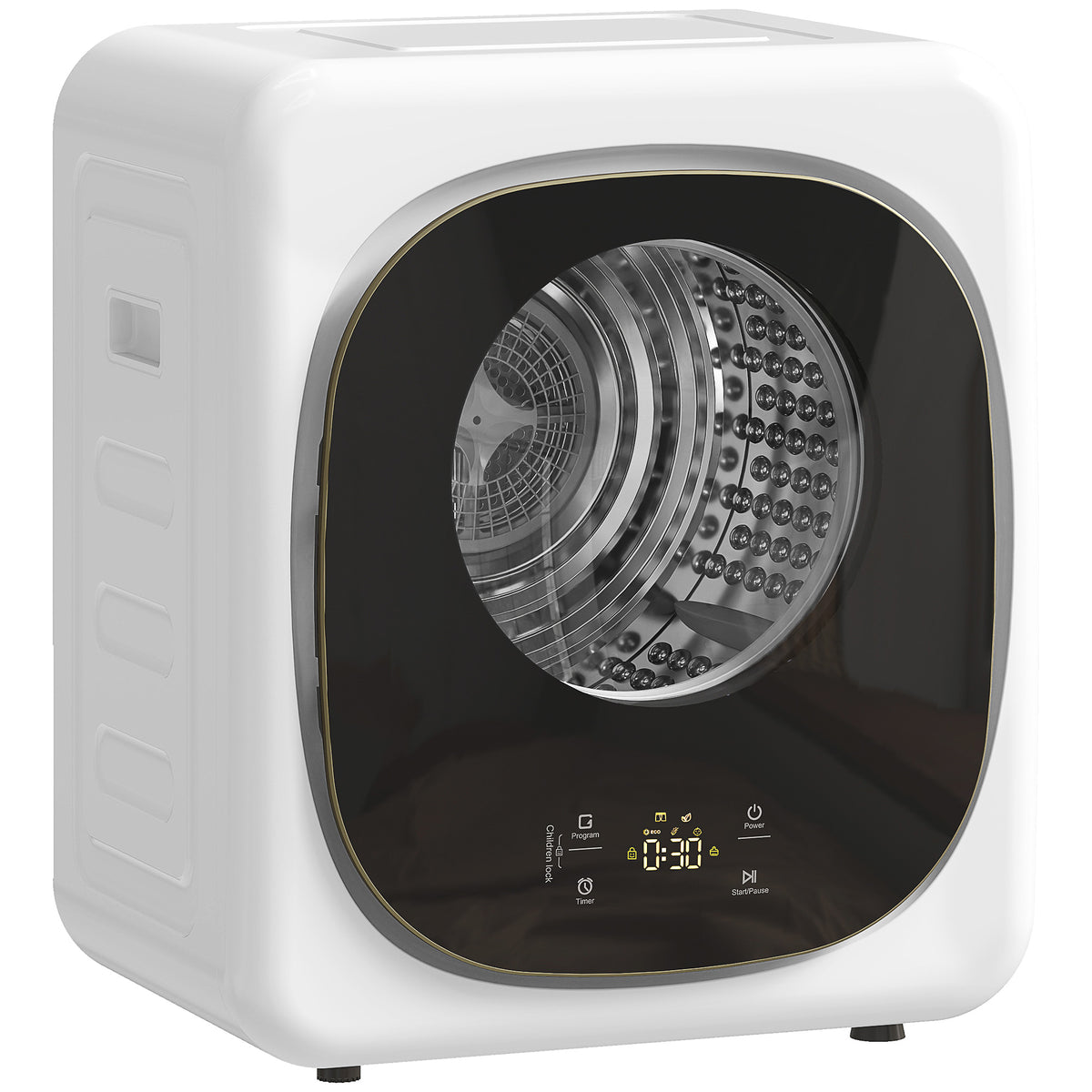 Photo of HOMCOM 4kg Vented Tumble Dryer with 5 Drying Mode, 800W Compact Freestanding Front Tumble Dryer White in White colour on a white background