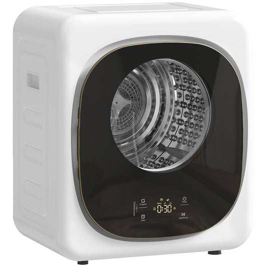 Photo of HOMCOM 4kg Vented Tumble Dryer with 5 Drying Mode, 800W Compact Freestanding Front Tumble Dryer White in White colour on a white background