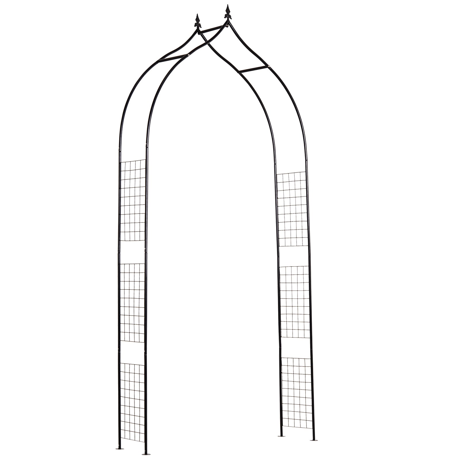 Photo of Outsunny Vintage Style Steel Garden Patio Outdoor Arbor & Trellis Arch Support Vines & Climbing Plants Garden Decoration - Black 2.5H m in m colour on a white background