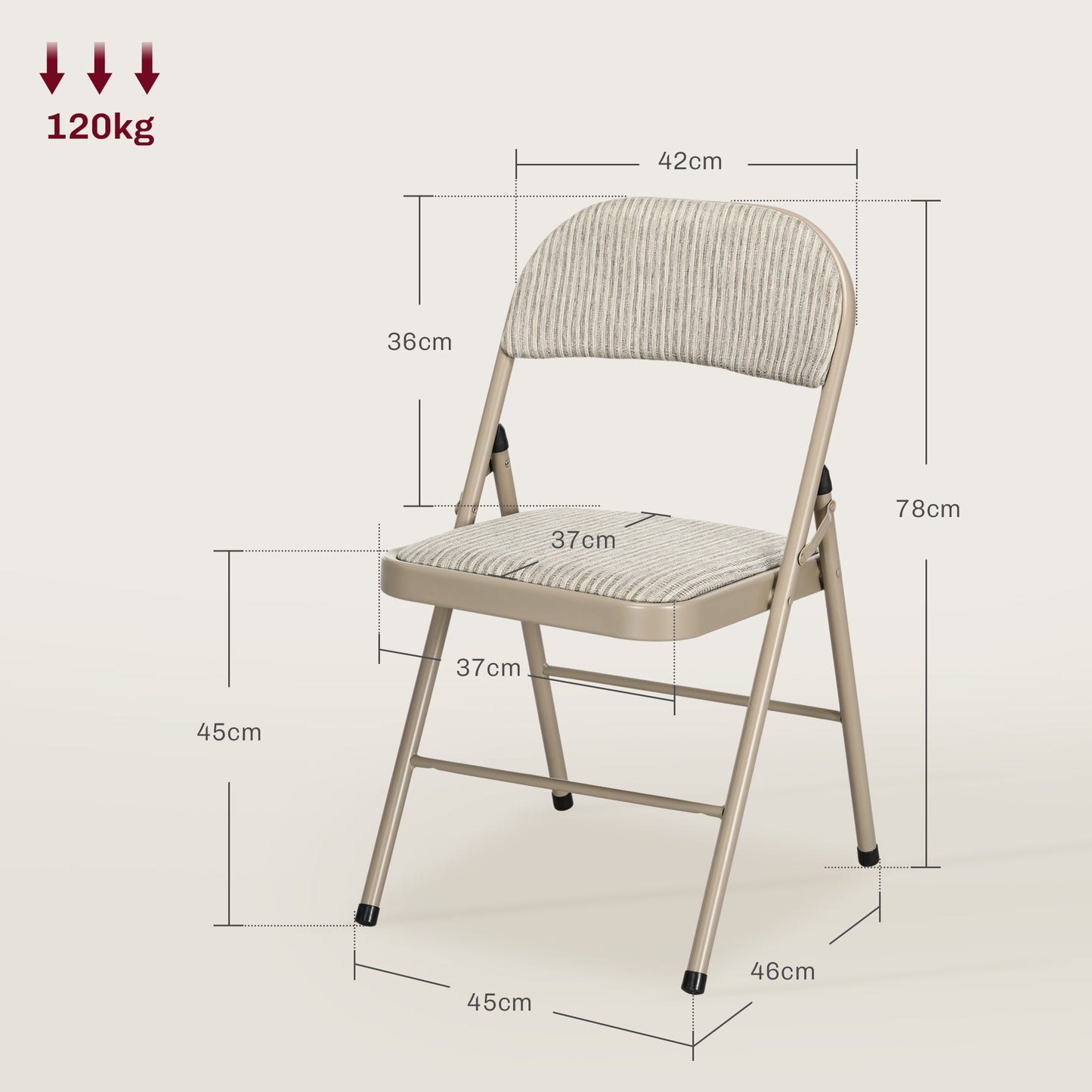 HOMCOM Linen-Look Set of Four Cushioned Folding Chairs - Beige