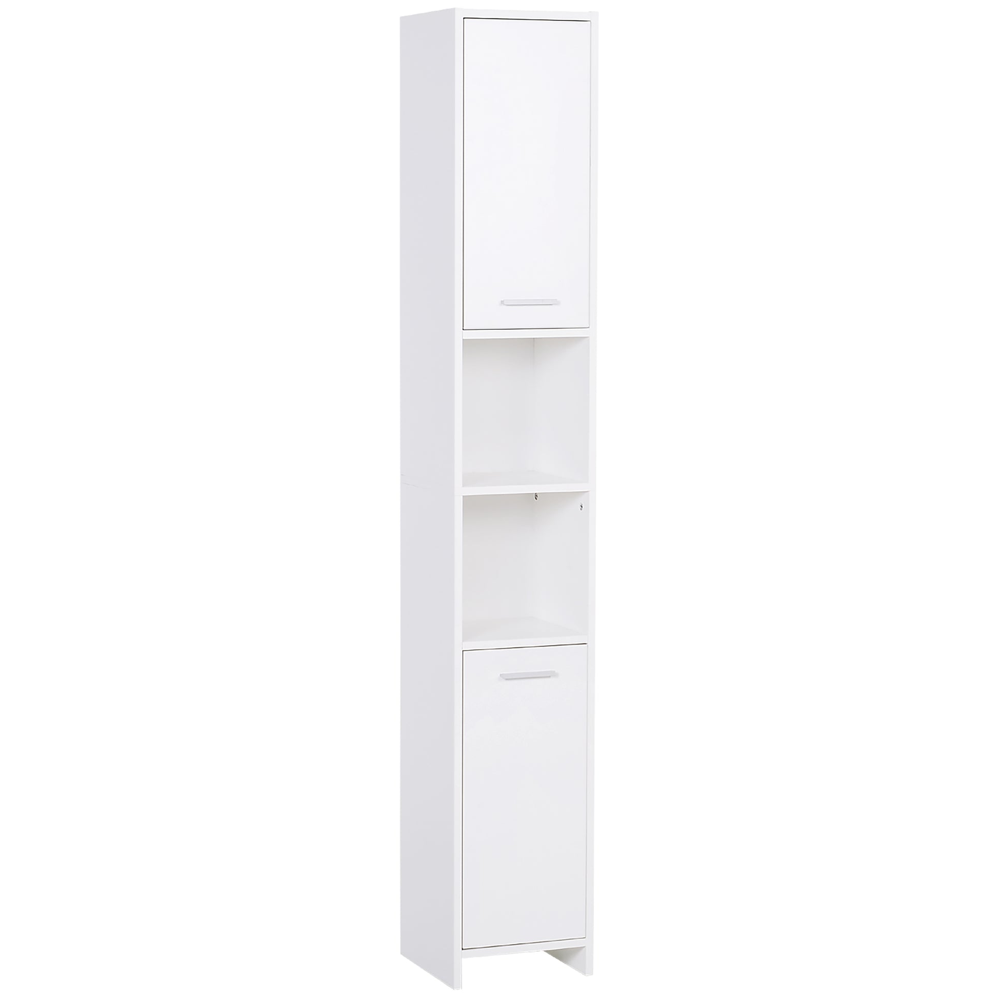 Photo of HOMCOM Tall Bathroom Storage Cabinet with Three-position Adjustable Shelves For Neutral Style, Hallway White in White colour on a white background