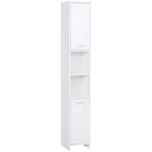 Photo of HOMCOM Tall Bathroom Storage Cabinet with Three-position Adjustable Shelves For Neutral Style, Hallway White in White colour on a white background
