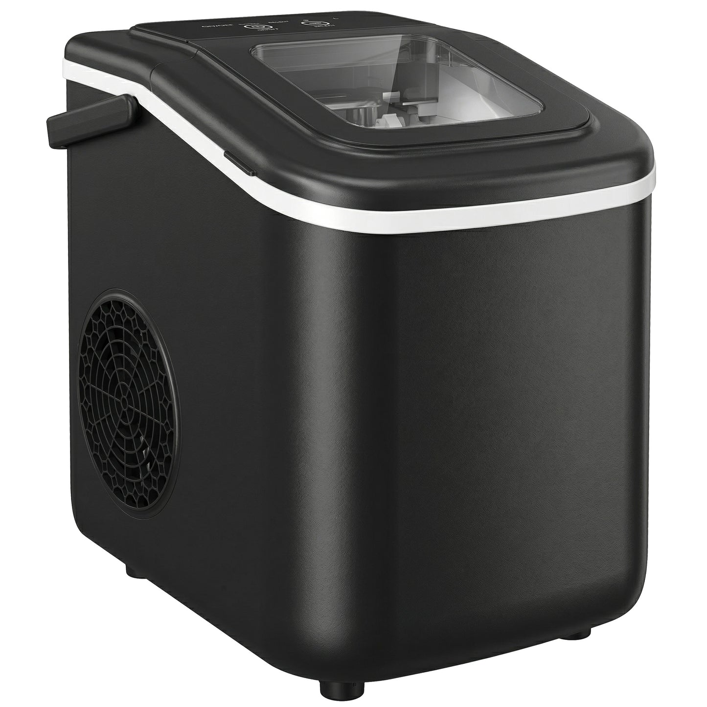 Photo of HOMCOM Countertop Ice Maker Machine 9 Cubes in 7 Mins Portable Ice Machine Ice Scoop and Basket 2 Sizes Black in Black colour on a white background