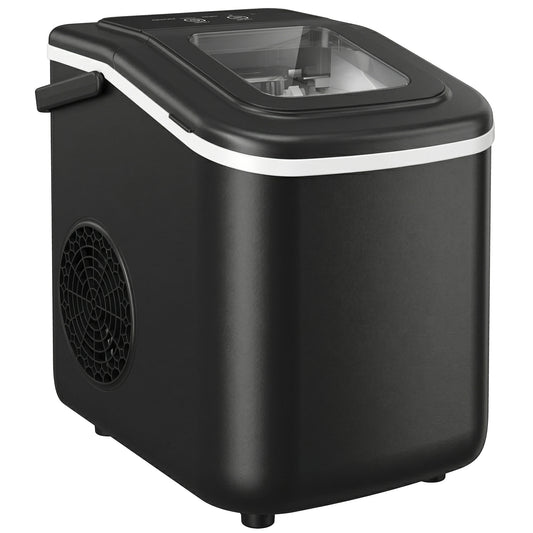 Photo of HOMCOM Countertop Ice Maker Machine 9 Cubes in 7 Mins Portable Ice Machine Ice Scoop and Basket 2 Sizes Black in Black colour on a white background