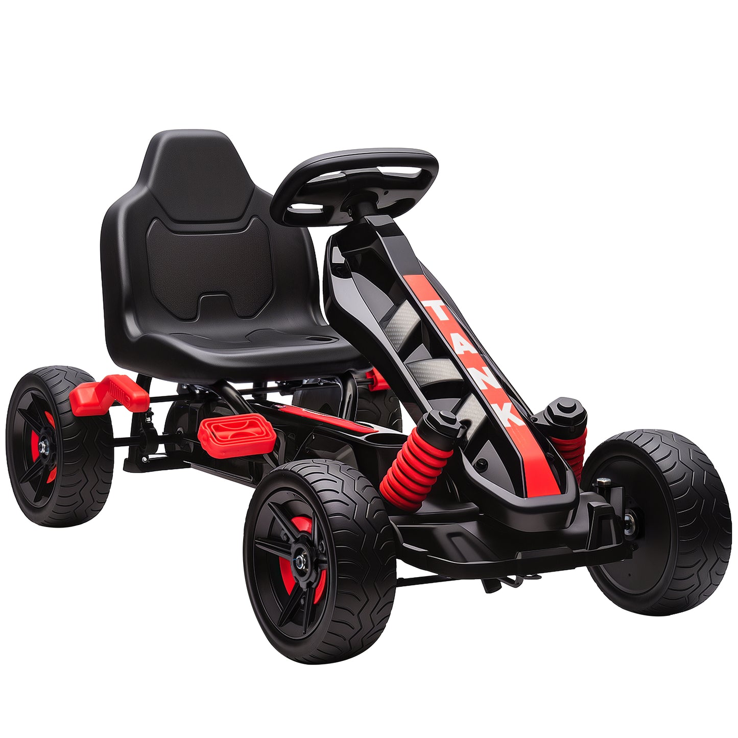 Photo of AIYAPLAY Pedal Go Kart for Kids Aged 3-6 Years, with Freewheel System, Brake, EVA Anti-Slip Wheels, Red in Red colour on a white background