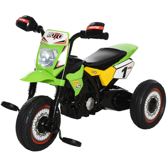 Photo of HOMCOM Trike for Kids, Toddler Pedal Motorcycle, Kids Ride On Tricycle Early Learning w/ Music Lights Handlebar Stickers Exercise Boys Girls Gift for 18 - 36 Months Green in Green colour on a white background