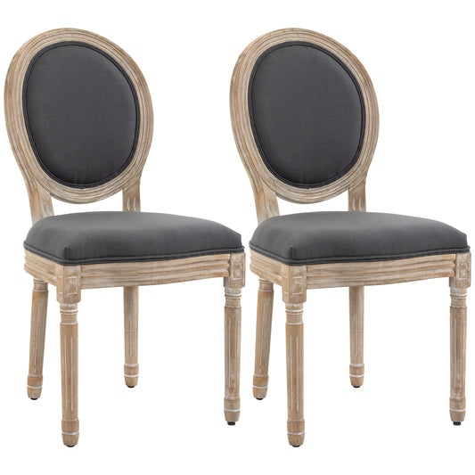 Photo of HOMCOM Set of Two French-Inspired Wooden Dining Chairs - Grey in Grey colour on a white background