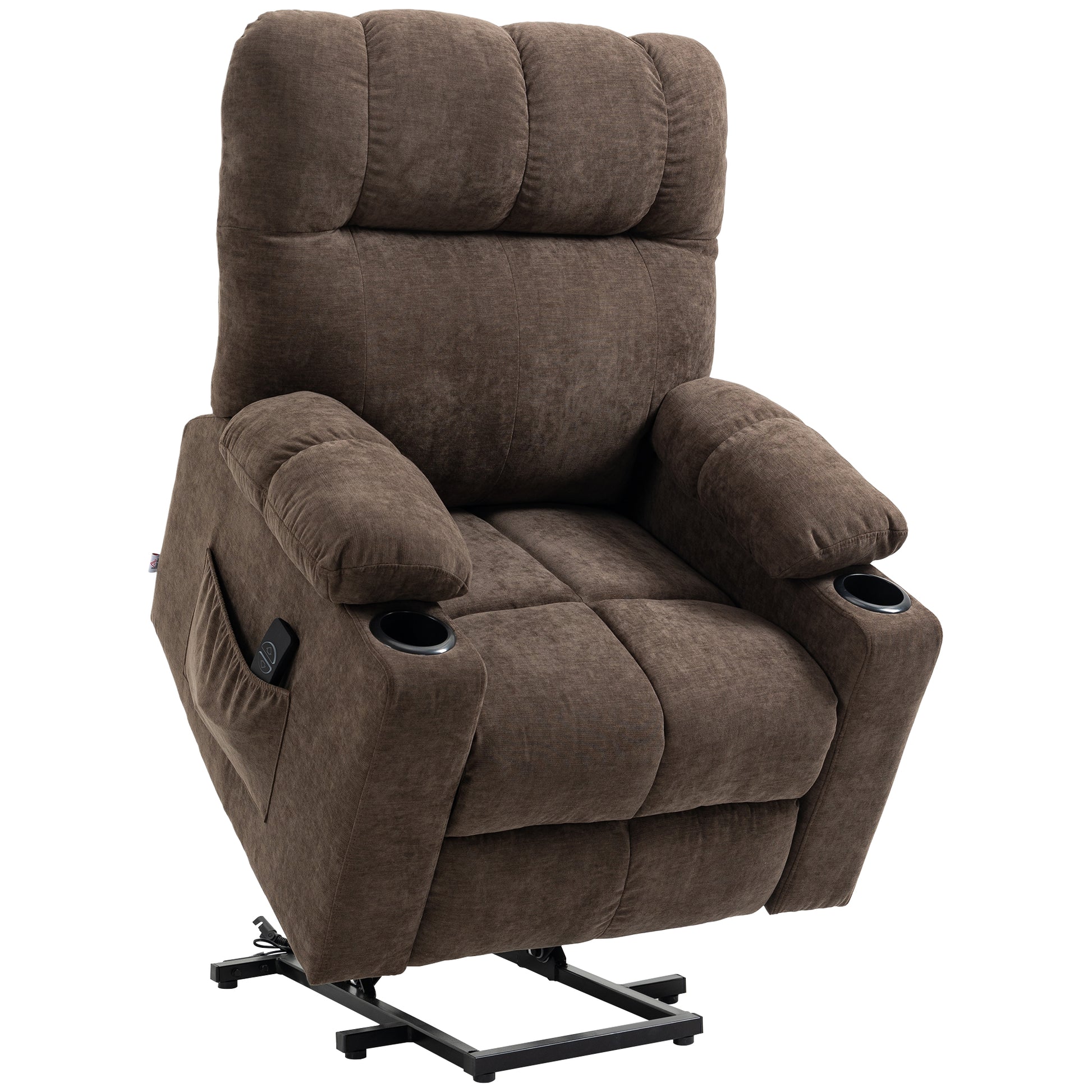 Photo of HOMCOM Electric Riser and Recliner Chair for Elderly, Power Lift Recliner Chair with Remote Control, Dark Brown in Brown colour on a white background