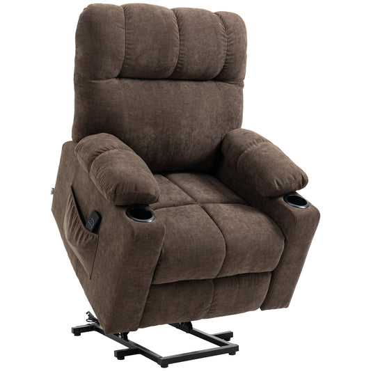 Photo of HOMCOM Electric Riser and Recliner Chair for Elderly, Power Lift Recliner Chair with Remote Control, Dark Brown in Brown colour on a white background