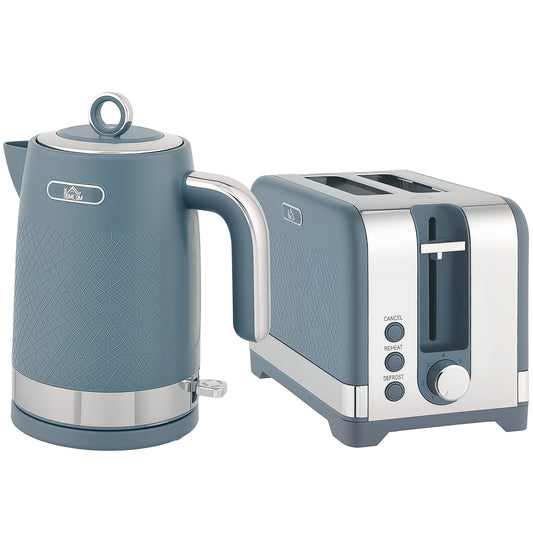 Photo of HOMCOM Sleek Textured Kettle and Toaster Set - Blue in Blue colour on a white background