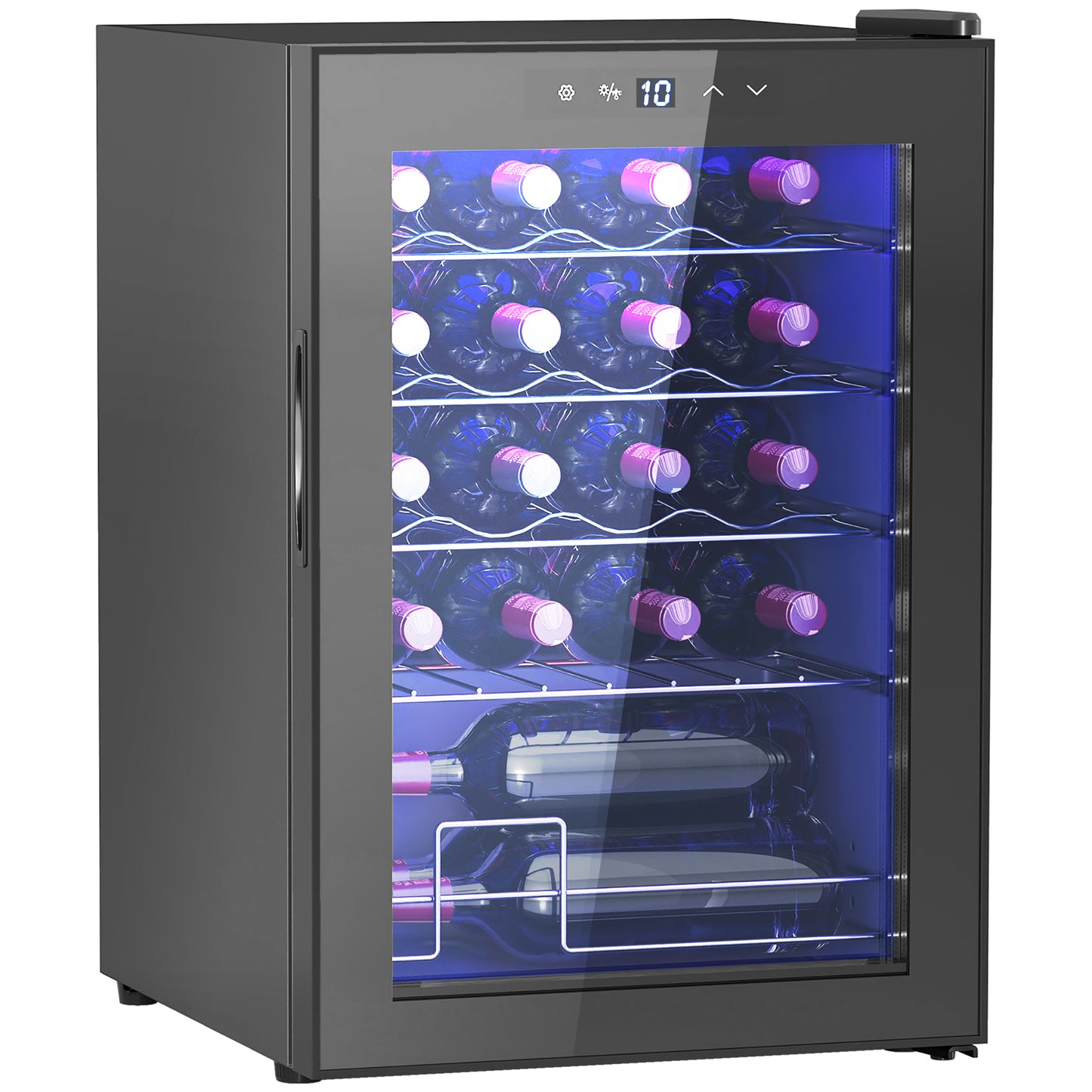 Photo of HOMCOM 20 Bottle 5-18℃ Countertop Wine Fridge - Black in Black colour on a white background
