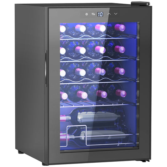 Photo of HOMCOM 20 Bottle 5-18℃ Countertop Wine Fridge - Black in Black colour on a white background
