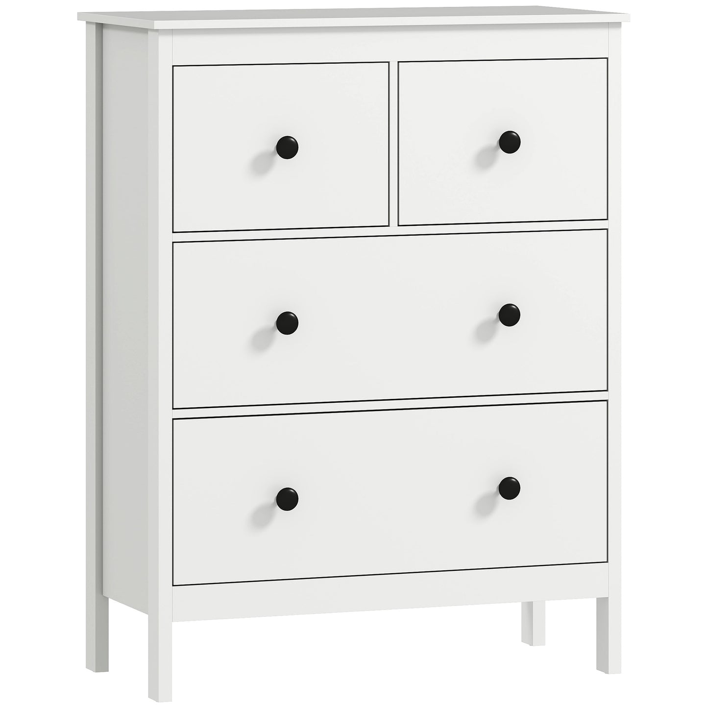 Photo of HOMCOM Modern Chest of Drawers, 4 Drawer Dresser Clothes Storage Organiser for Living Room, Hallway, Entryway, White in White colour on a white background