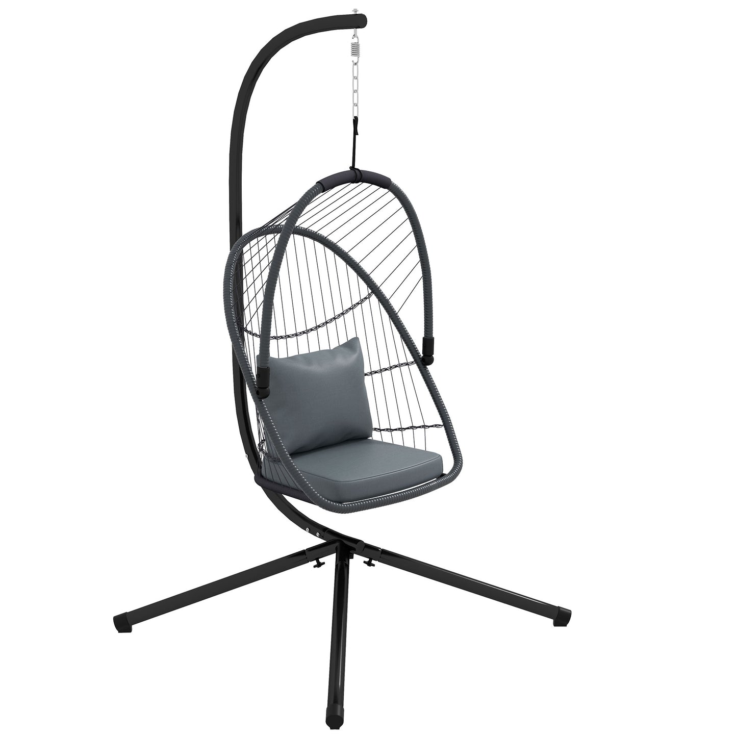 Photo of Outsunny Single Egg Chair, with Steel Frame Stand - Grey in Grey colour on a white background