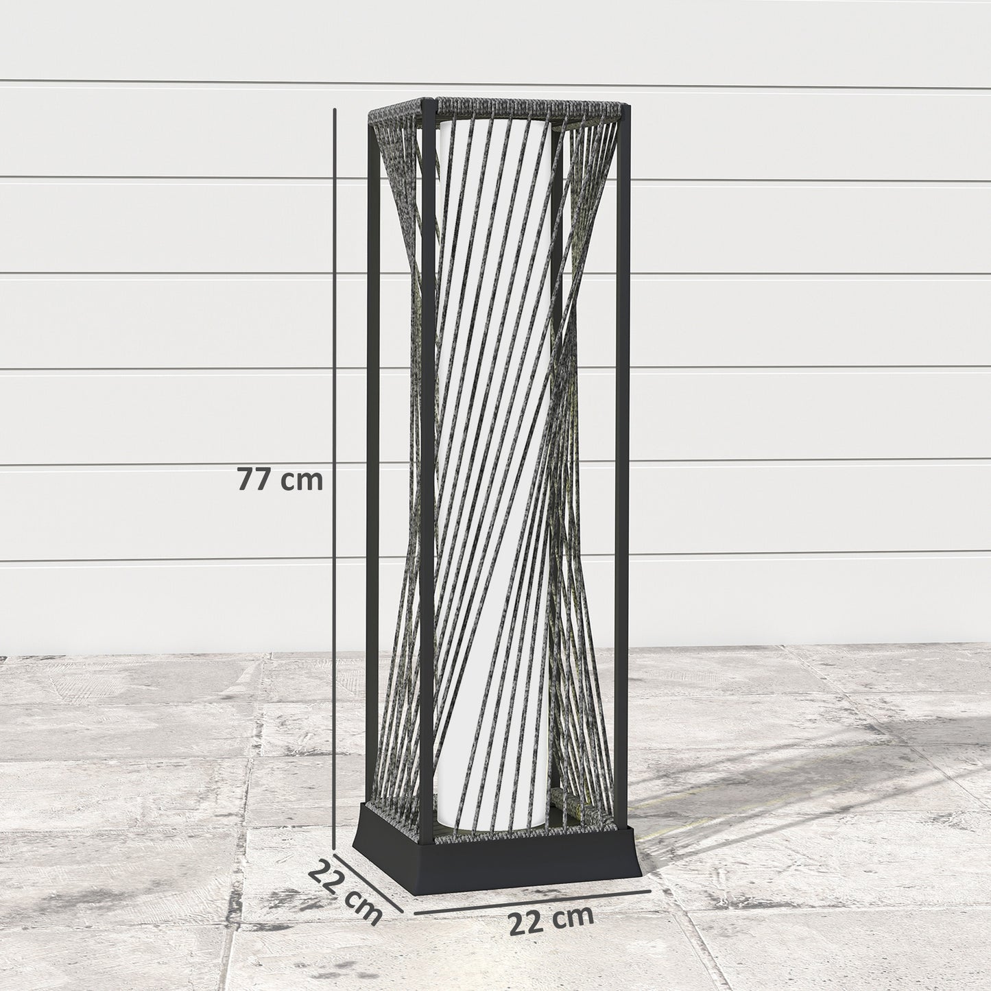 Outsunny Garden Rattan Lamp, 77 cm Tall Solar Rattan Floor Lamp, Solar Garden Light with Auto On/Off LED Lights, IP44 Waterproof for Outdoor, Porch, Pathway, Terrace, Grey