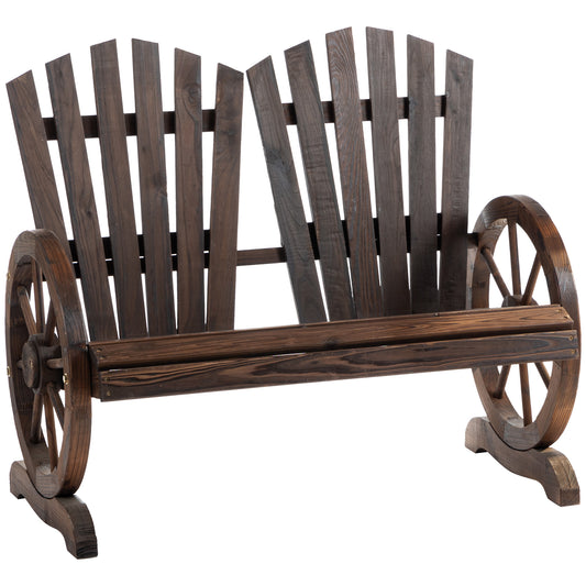 Photo of Outsunny Fir Logs Love Seats with Wheel-Shaped Armrests, Large Load-Bearing Chair, Natural Wood Grain in Grain colour on a white background