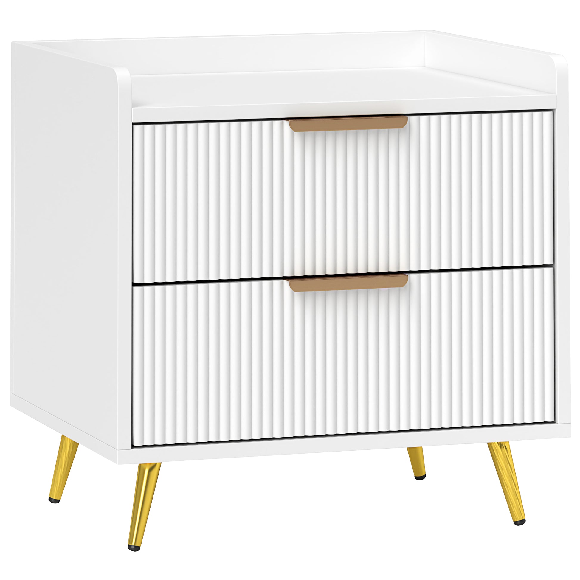Photo of HOMCOM Elegant Two-Drawer Bedside Table - White in White colour on a white background