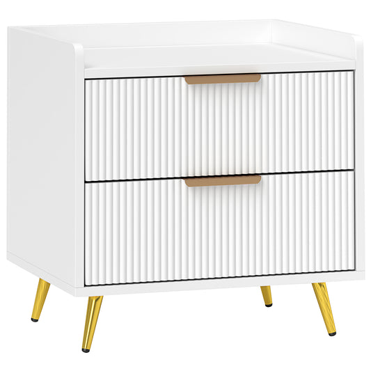 Photo of HOMCOM Elegant Two-Drawer Bedside Table - White in White colour on a white background