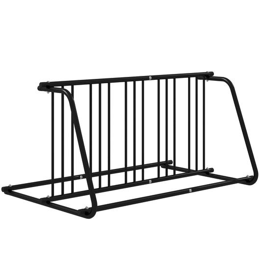 Photo of DURHAND Bike Stand, Double-sided Bike Rack Floor Stand for 6 Bicycles, Kids/Mountain/Road Bikes Garage Indoor Outdoor Use in Use colour on a white background