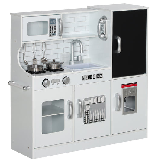 Photo of AIYAPLAY Pretend Play Kitchen, Kids Kitchen Playset, with Toy Phone, Chalkboard, Microwave, Cooking Stove, Sink, White in White colour on a white background