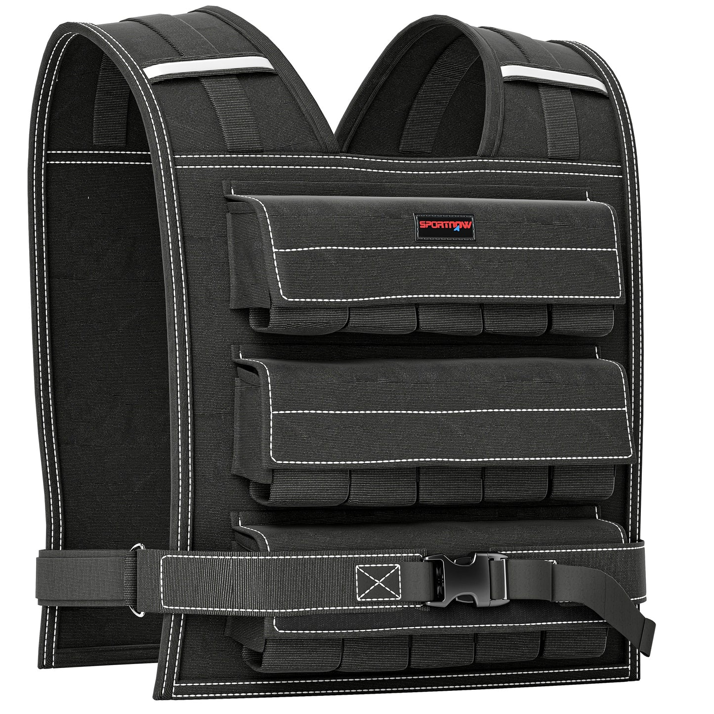 Photo of SPORTNOW 15KG Adjustable Weighted Vest, Running Weight Vest, with 30 Metal Weights, Reflective Strips, for Running, Exercise in Exercise colour on a white background