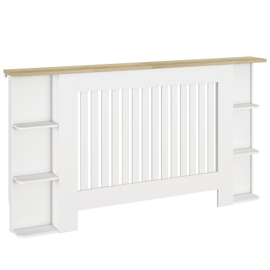 Photo of HOMCOM Radiator Cover with Open Storage Shelves, Vertical Slatted Cabinet Shelf Heater Cover for Living Room, Hallway, Large, White in White colour on a white background