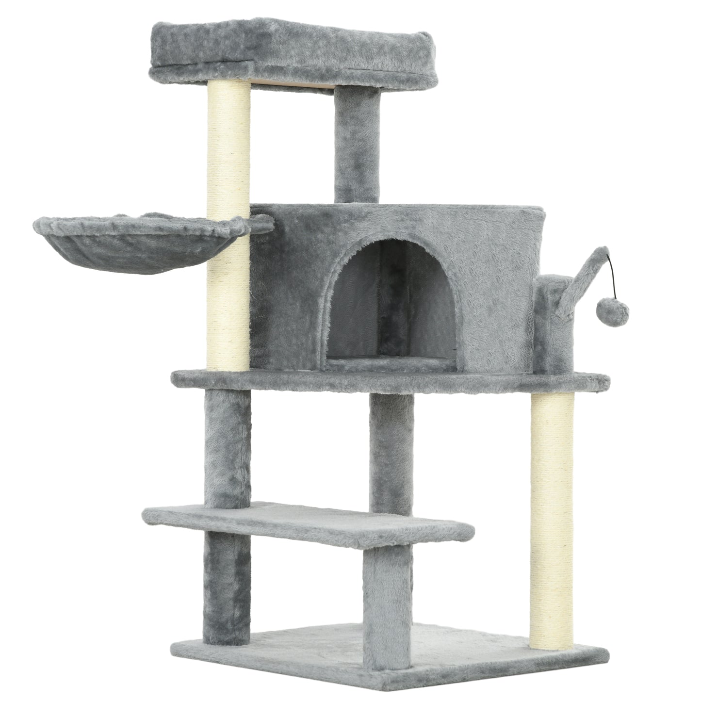 Photo of PawHut Sisal 100cm Cat Tree Tower with Sisal Scratching Post Grey in Grey colour on a white background