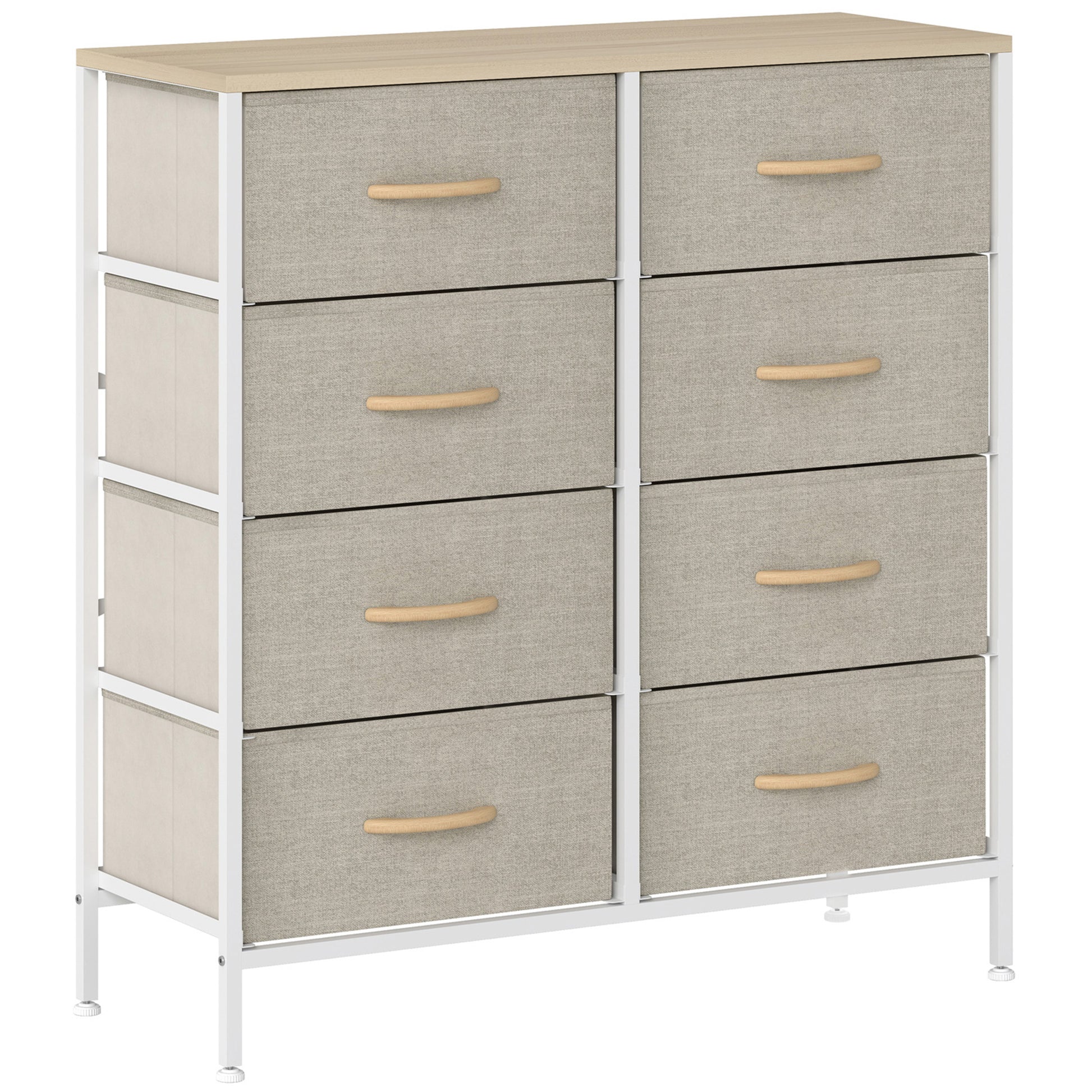 Photo of HOMCOM Fabric Chest of Drawers, Industrial Bedroom Dresser with 8 Fabric Drawers, Steel Frame and Wooden Top for Nursery, Living Room, Hallway, Maple Wood-effect in Wood-effect colour on a white background