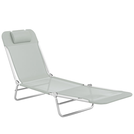 Photo of Outsunny Steel Frame Sun Lounger, with Reclining Back - Light Grey in Grey colour on a white background