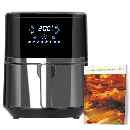 Photo of HOMCOM 4.5L Air Fryer, 8-in-1 Digital Air Fryer Oven with Rapid Air Circulation, Temp Control & Timer, Non-stick Basket, Oil-Free Cook, 1500W, Black in Black colour on a white background