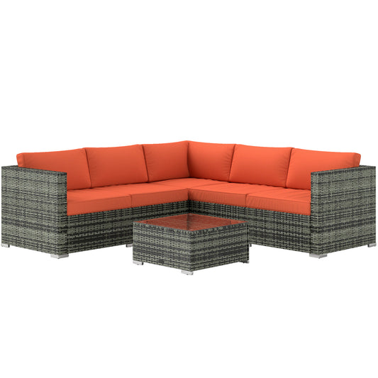 Photo of Outsunny Four-Piece Rattan Sofa Set - Orange/Grey in Orange/Grey colour on a white background